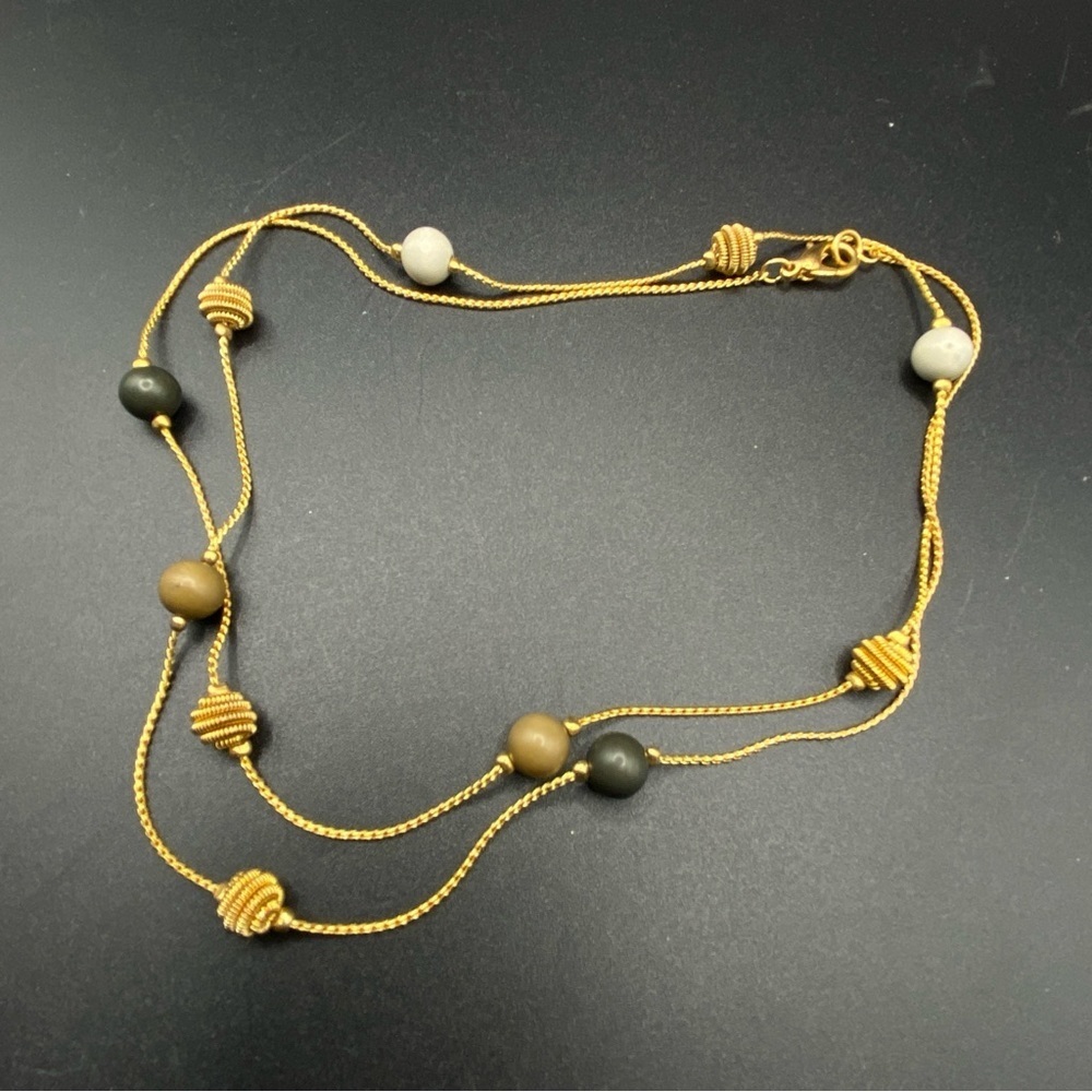 Vintage Gold Tone Necklace Textured Beads Circa 1990's